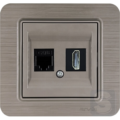 Розетка компьютерная RJ45 Cat6 + Розетка HDMI Arvia Electric Lavin Медь (21 28 4010 255)